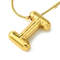 Letter I Ion Plating(IP) Initial Letter 304 Stainless Steel Pendant Necklaces, Real 18K Gold Plated, Letter I, 15.91 inch(40.4cm), pendant: 19.5x13mm
