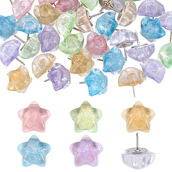 (52) Непрозрачная лаванда 50шт. железные кнопки чертежные, с пластиковой звездой, разноцветные, 19 мм, 10 шт / цвет