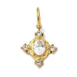 Oval 304 из нержавеющей стали горный хрусталь подвески, золотые, овальный шарм, 15x12x2.5 мм, отверстие : 5 мм