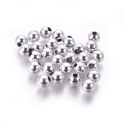 Platinum CCB Plastic Beads, Round, Platinum, 4x3mm, Hole: 1.6mm, about 1000pcs/bag