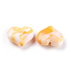 Золотистый Акриловые шарики Gemstone имитация, сердце, золотые, 20x23x8~8.5 мм, Отверстие : 2.5~2.8 мм , около 230 шт / 500 г