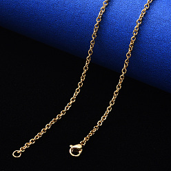 Настоящее золото 18K Вакуумное покрытие pvd 304 ожерелье из нержавеющей стали с цепочкой, с застежкой омар коготь, реальный 18 k позолоченный, 19.68 дюйм (50 см), ссылка: 2.7x2x0.6 mm