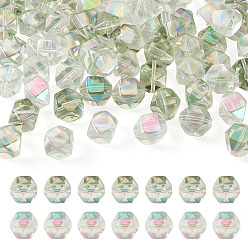 Mixed Color 60Pcs 2 Colors Electroplate Glass Beads, Polygon, Faceted, Half Plated, Mixed Color, 11~12x10.5~11x9mm, Hole: 0.9~1mm, about 30pcs/color