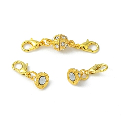 Золотой 1магнитные застежки из поликарбонатного сплава с кристаллами и стразами, с двойными застежками-карабинами, золотые, 41 мм, застежкой омар: 12x7x3 mm, Магнитная застежка: 15x8.5 мм