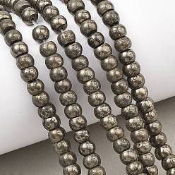 Пирит Нити из бусин из натурального золотого пирита/золотого пирита, рондель, сгладить, 6x4 мм, отверстие : 0.8 мм, около 87 шт / нитка, 15.35'' (39 см)