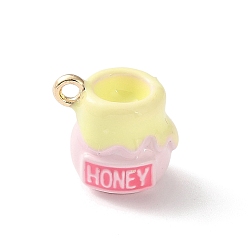 Pink Подвески из эмали и сплава, медовые баночки прелести, золотые, розовые, 10x10.5x10 мм, отверстие : 1.4 мм