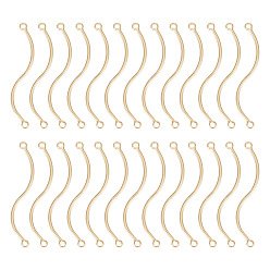 Настоящее золото 18K 30 шт. латунные подвески для разъемов, ссылки в форме деформации, реальный 18 k позолоченный, 34.5x5.5x1 мм, отверстие : 1.5 мм