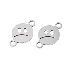Stainless Steel Color Non-Tarnish 304 Stainless Steel Connector Charms, Sad Expression, Stainless Steel Color, 29x17x1.5mm, Hole: 4mm