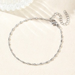 Нержавеющая Сталь Цвет Женские 304 браслеты из нержавеющей стали с кубовидными звеньями, цвет нержавеющей стали, 6.69 дюйм (17 см)