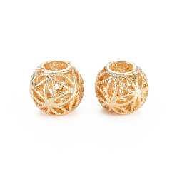 Light Gold Стойки покрытие сплава европейские шарики, бусины с большим отверстием, без кадмия, без никеля и без свинца, рондель, золотой свет, 10.5x9 мм, отверстие : 4 мм