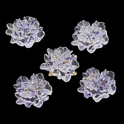 Mauve Transparent Resin Cabochons, Flower, Mauve, 23x24.5x11mm