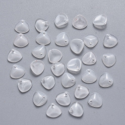 Mint Cream Imitation Jade Glass Charms, Petaline, Mint Cream, 7x8x2.5mm, Hole: 1mm