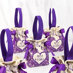 Сине-фиолетовый Портативный тканевый свадебный подарочный пакет, мешок для упаковки подарков на день рождения с цветочным узором, синий фиолетовый, 15x5x16 см