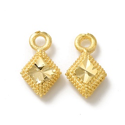 Настоящее золото 24K Латунь прелести, без кадмия и без свинца, ромбовидный шарм, реальный 24 k позолоченный, 12.5x7x3 мм, отверстие : 1.6 мм