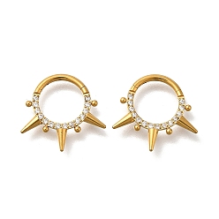 Золотой 304 микропаве из нержавеющей стали с прозрачным кубическим цирконием 3 конические, круглые кольца для носа с шипами, золотые, 14.5x15x2 мм, внутренний диаметр: 7.8 мм