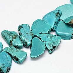 Бирюза Крашеные бусины из натурального магнезита, самородки, магнезит, 18~24x28~36x5~6 мм, отверстие : 0.8 мм