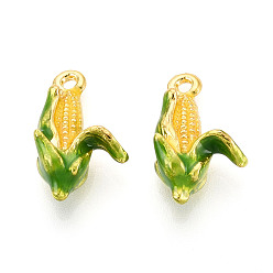 Золотистый Подвески из эмали и сплава, кукуруза, золотые, золотые, 19.5x12x7 мм, отверстие : 1.6 мм