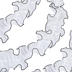 Белый 2м ленты из органзы, с пластиковой жемчужиной для украшения шитья, белые, 4-3/8~5-1/8 дюйм (110~130 мм)