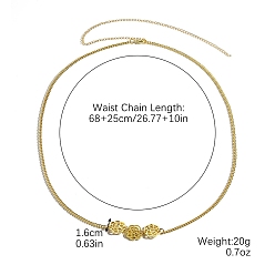 Цветок Ремни Chian из сплава с цветочным звеном для женщин, золотые, цветок, 26-3/4 дюйм (68 см), Роза: 16 мм