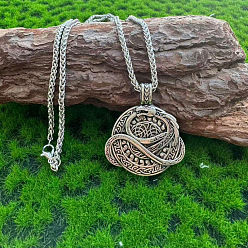 Silver Vintage Alloy Viking Coil Dragon Pendant Necklaces for Men, Silver, 23.62 inch(60cm)
