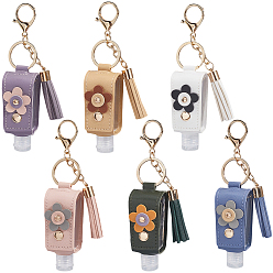 (52) Непрозрачная лаванда 6 шт. 6 цвета или настольные брелки для ключей в виде пустых бутылок для путешествий, брелки с кисточками из искусственной кожи в виде цветов, золотой свет, разноцветные, 150 мм, 1 шт / цвет