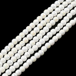 Weiß Undurchlässige Glasperlenstränge galvanisieren, Runde, ab Farbe plattiert, weiß, 2.3 mm, Bohrung: 0.3 mm, ca. 180~183 Stk. / Strang, 14.09~14.33'' (35.8~36.4 cm)