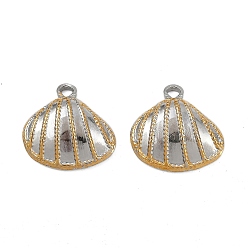 Позолоченный и Цвет Нержавейки 304 подвески из нержавеющей стали, ионное покрытие (ip), подвески в форме ракушек, настоящее золото и нержавеющая сталь, 21x22x4 мм, отверстие : 2.5x3 мм