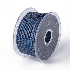 Medium Blue Braided Cowhide Cord, Leather Jewelry Cord, Jewelry DIY Making Material, Medium Blue, 3mm, about 21.87 yards(20m)/roll
