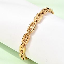 Rectangle 304 женские браслеты-цепочки со звеньями из нержавеющей стали, реальный 18 k позолоченный, прямоугольные, 6.97 дюйм (17.7 см)