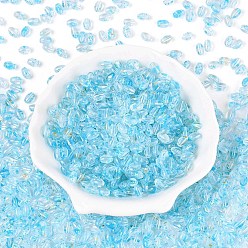 Светло-Голубой Прозрачные стеклянные бусины для выпечки, рис, Небесно-голубой, 7x4~4.5 мм, отверстие : 1 мм, Около 2812 шт / фунт