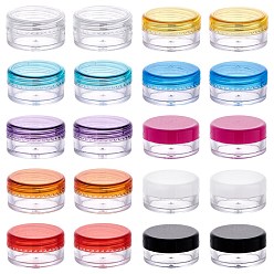 Mixed Color Polystyrene Cream Jar, Screw Cover, Column, Mixed Color, 29.5x16mm, Capacity: 5g, 10 colors, 10pcs/color, 100pcs/set