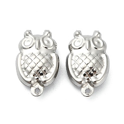Stainless Steel Color Non-Tarnish 304 Stainless Steel Pendants, Owl Charms, Stainless Steel Color, 18x11x5mm, Hole: 1mm