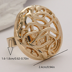 Золотой Элегантные кольца из цинкового сплава для вечеринок, плоско-круглые, золотые, 24 мм, внутренний диаметр: 18 мм