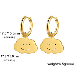 Cloud Серьги из 304 нержавеющей стали, золотые, облако, 35.1x15.8 мм