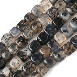 Черный Природных вены драконов агат бисер нитей, окрашенная и подогревом, кубические, чёрные, 7~8x7~8x7~8 мм, отверстие : 0.9 мм, около 56 шт / нитка, 14.57'' (37 см)