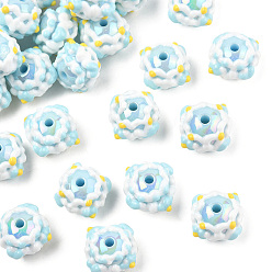 Светло-Голубой Непрозрачные акриловые бусины, с эмалью, бусины ручной работы, круглые, Небесно-голубой, 20x16 мм, 30 шт