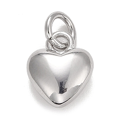 Платина Стойки обшивки латунные подвески, с прыжковых колец, долговечный, без свинца и без кадмия, сердце, платина, 9.5x7.5x3.5 мм, Перейти кольцо: 4.6x0.8 мм, 3 мм внутренним диаметром