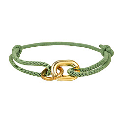 Желто-Зеленый Пластиковые овальные и кольцевые браслеты ccb, Регулируемые плетеные браслеты из хлопкового шнура для мужчин, желто-зеленый, 7.09~7.48 дюйм (18~19 см)