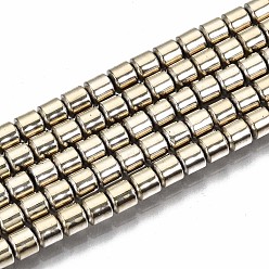 Шампанско-Желтый Гальванизировать немагнитных синтетический гематит бисер пряди, колонка, шампанское желтый, 3.5x3 мм, отверстие : 1 мм, около 127~128 шт / нитка, 15.75 дюйм ~ 15.94 дюйм (40 см ~ 40.5 см)