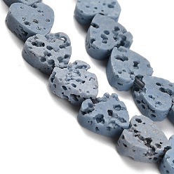 Стально-синий Нити синтетических бусин, окрашенных в лавовый камень, сердце, стальной синий, 6.5x6.5x2.5 мм, отверстие : 1 мм, около 63~64 шт / нитка, 14.57''~14.96'' (37~38 см)