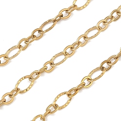 Золотой 304 цепи из нержавеющей стали ссылка, текстурированный овал, пайки, с катушкой, ионное покрытие (ip), золотые, 7.5x5x0.5 мм и 5x4x0.5 мм