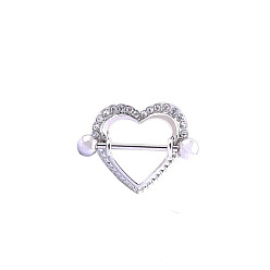 Нержавеющая Сталь Цвет Сердце 316 хирургическая нержавеющая сталь кристалл горный хрусталь сосок планка, цвет нержавеющей стали, 16 мм