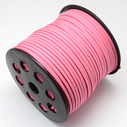 Ярко-Розовый Шнуры из искусственной замши, искусственная замшевая кружева, ярко-розовый, 2.7x1.4 мм, около 98.42 ярдов (90 м) / рулон