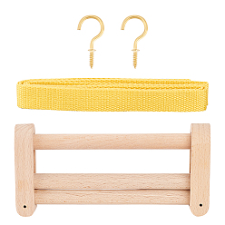 Цвет Древесины Инструмент для вязания деревянного фиксатора тесьмы, ткацкий станок, фиксатор шнура, с полиэстеровой лентой в крупный рубчик, деревесиные, 15x7.1x2.4 см