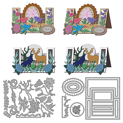 Mixed Shapes Трафареты для резки из углеродистой стали с изображением птиц и оленей, для diy scrapbooking, Фотоальбом, декоративная бумага для тиснения, форма для поздравительных открыток, разнообразные, 107~112x138~154x0.8 мм, 2 шт / комплект