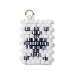 Другие Цилиндрические семена плоские круглые подвески, игральная карта, с открытыми пружинными кольцами из нержавеющей стали 304, цветка сливы, 24x14x2 мм, отверстие : 2 мм