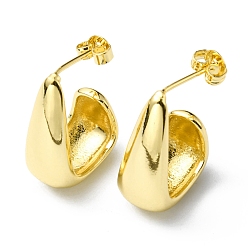 Настоящее золото 18K Латунные трапециевидные серьги-гвоздики с гальваническим покрытием, без свинца и без кадмия, реальный 18 k позолоченный, 21~21.5x9x16~16.5 мм, штифты : 0.7 мм