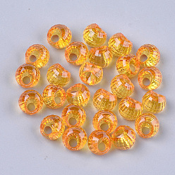 Orange Transparent AS Plastic Charms, Suzumaru Beads, Faceted, Round, Orange, 10x10x9mm, Hole: 3mm, about 1350pcs/500g