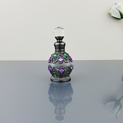 Черный Цвет Металла Ретро пустой стеклянный флакон для духов, для эфирных масел для ароматерапии лабораторный химический, многоразовая бутылка, металлический черный , 4x8.3 см, емкость: 15 мл (0.51 жидких унций)