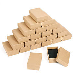 Tan 24Pcs Cardboard Jewelry Set Box, for Ring, Necklace, Rectangle, Tan, 8x5x2.5cm